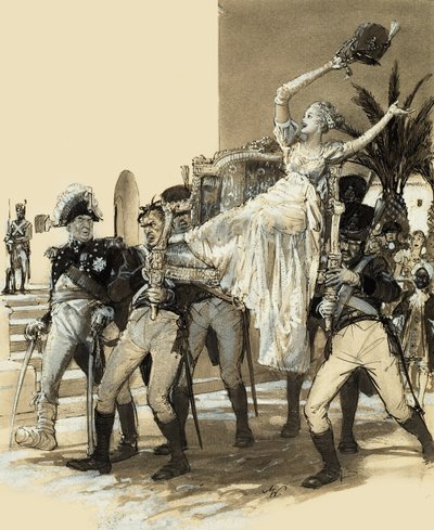 Dívka nesená vojáky (kvaš na papíře) od John Millar Watt