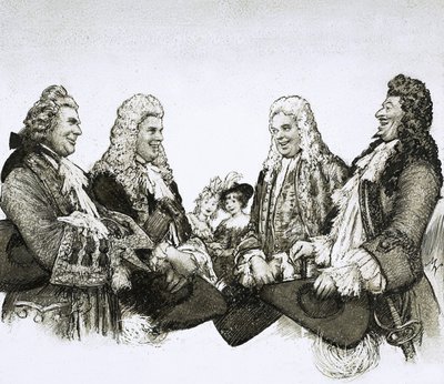 V době francouzského krále Ludvíka XIV. nosili pánové obrovské paruky. od John Millar Watt
