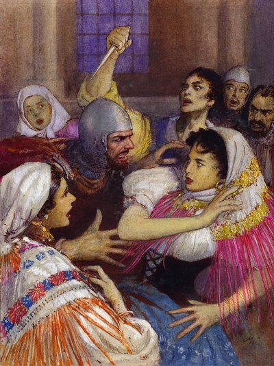 Masakr sicilských nešpor (kvaš na papíře) od John Millar Watt