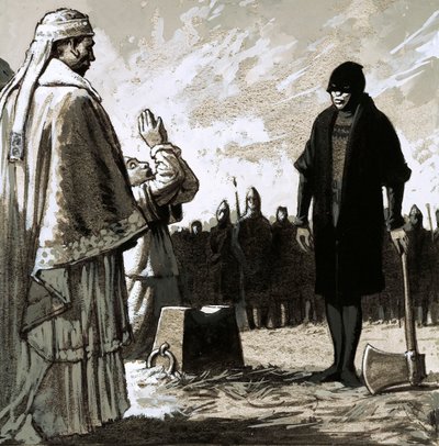 Byl vydán rozkaz k Waltheofově okamžité popravě (kvaš na papíře) od John Millar Watt