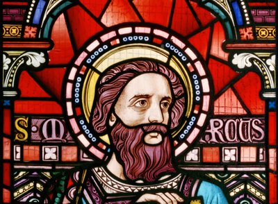 Crick, detail východního okna, Lavers & Barraud, John Millner Allen (1827-1902), St Mark, 1863 od John Millner Allen