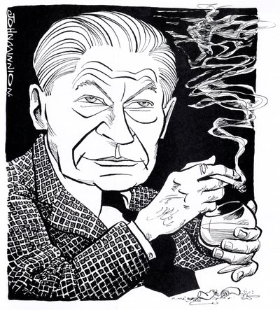Arthur Koestler, karikatura od John Minnion