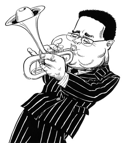 Dizzy Gillespie (John Birks Gillespie), karikatura John Minnion od John Minnion