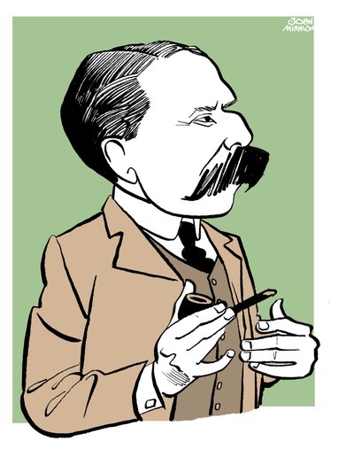 Edward Elgar - karikatura s dýmkou od John Minnion