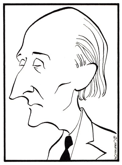 Frederick Delius - karikatura Johna Minniona - anglický hudební skladatel - 29. ledna 1862 - 10. června 1934 od John Minnion
