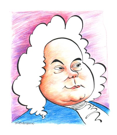 Georg Friedrich - George Frideric Handel - karikatura německého (později anglického) skladatele Johna Minniona od John Minnion