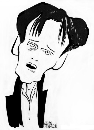 Ian Bostridge - karikatura anglického operního pěvce, b od John Minnion