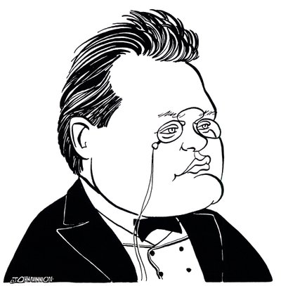 Max Reger - karikatura německého skladatele od John Minnion