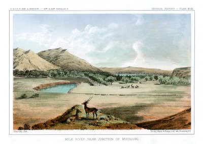 Milk River, poblíž Junction of Missouri, 1856. od John Mix Stanley
