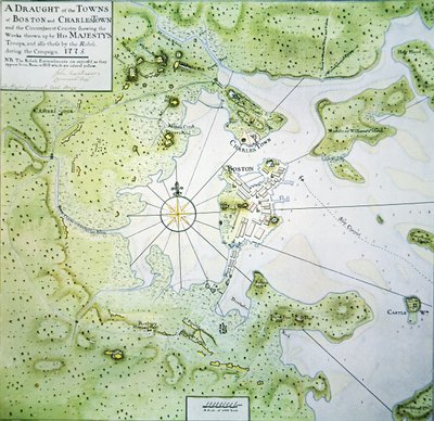 Mapa Bostonu a Charlestownu od John Montresor