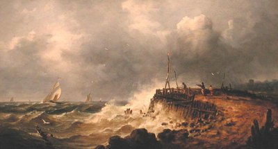Bouřlivý den (olej na panelu) od John Moore