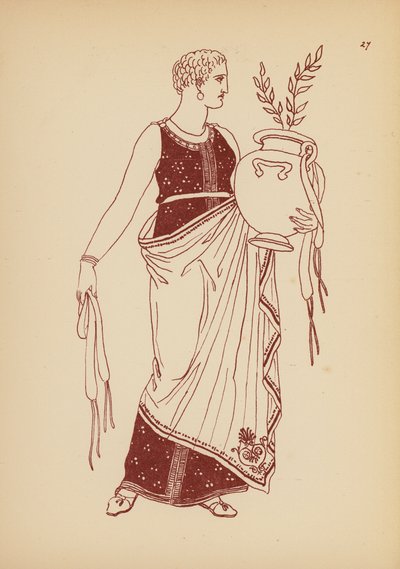Starověký řecký ženský kostým (litografie) od John Moyr Smith