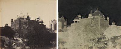 Taj Mahal, zadní pohled na Rest-House, s postavou od John Murray