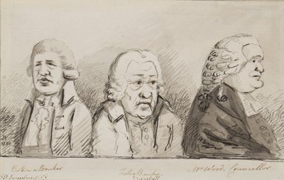 Batson, bankéř, Tulley, bankéř, pan Wood, radní, 69 Lombard Street, Cornhill, 1790 (pero, štětec a inkoust na papíře) od John Nixon