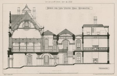 Návrh pro New Vestry Hall, Kensington od John Oldrid Scott