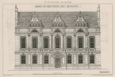 Design pro New Vestry Hall, Kensington, Londýn od John Oldrid Scott