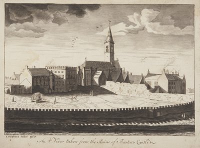 St Andrews Delineated – Pohled z ruin hradu Beatons (pero a mytí na papíře) od John Oliphant
