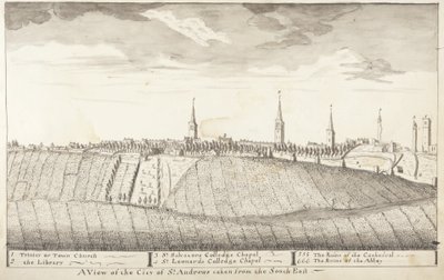 St Andrews Delineated - Pohled na město St Andrews z jihovýchodu (pero a mytí na papíře) od John Oliphant
