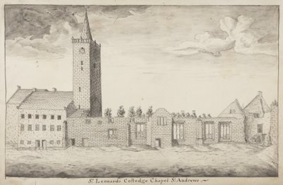 St Andrews Delineated – St Leonards College Chapel St Andrews (pero a mytí na papíře) od John Oliphant