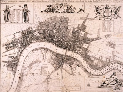 Mapa Londýna, c1680 od John Oliver