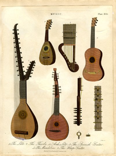 Loutna;Theorba;Arci-loutna;Španělská kytara;Mandolína;Harfa-kytara od John Pass