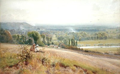 Pohled z Hedsor Hill na Temži, poblíž Cookham (akvarel na papíře) od John Pedder