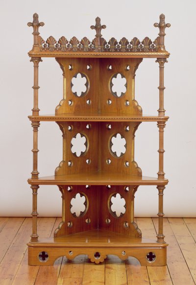 Vyřezávané a zlacené gotické rohové co ne, kolem roku 1860 (ořechové dřevo) od John Pollard Seddon