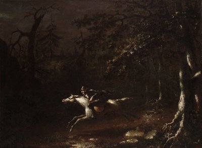 Ichabod Crane létající z bezhlavého jezdce od John Quidor