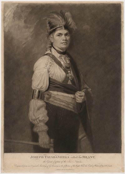Joseph Tayadaneega zvaný Brant, velký kapitán Šesti národů od John Raphael Smith