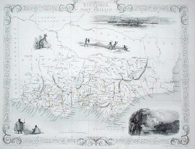 Victoria nebo Port Phillip, Austrálie, ze série World Maps vydané John Tallis & Co, New York & London od John Rapkin