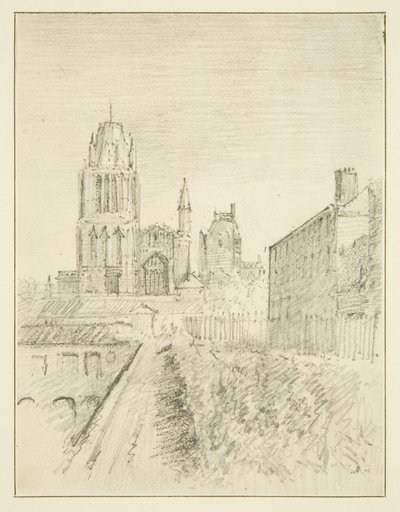 Redcliffe Church a část Alfred Wharf (kresba, akvarel) od John Reverend Eden