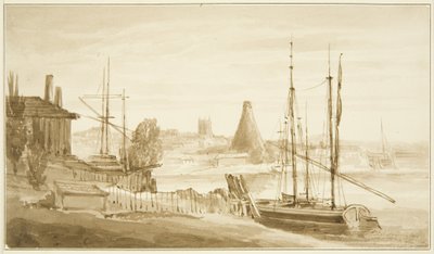 Pohled z East Endu Mardyke směrem k Limekiln Glasshouse od John Reverend Eden