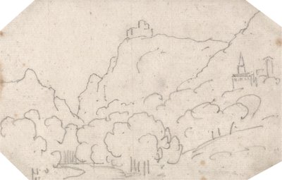 Mountain View s budovami od John Robert Cozens