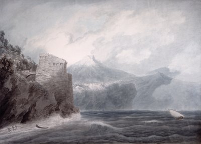 Zámek Salerno, poblíž Cetara (akvarel na papíře) od John Robert Cozens