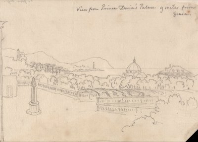 Pohled z paláce prince Dorii, 9 mil od Janova od John Robert Cozens