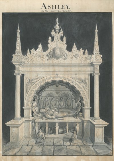 Ashley Church - Ashley Tomb: pero a lavírovaná kresba, nd [?19. století] (kresba) od John Robert Fernyhough