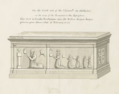 Eccleshall Church – Hrob biskupa Benthama: pero a lavírovaná kresba, nd [19. století] (kresba) od John Robert Fernyhough