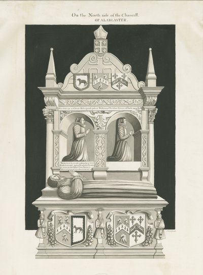 Eccleshall Church – Hrob biskupa Williama Overtona: sépiová kresba, nd [19. století] (kresba) od John Robert Fernyhough