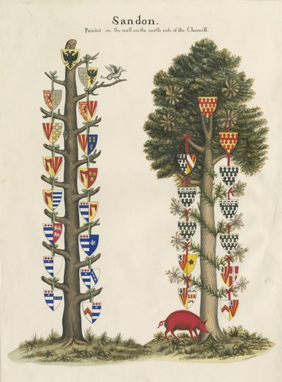 Kostel Sandon - nástěnná malba: akvarel, nd [19. století] od John Robert Fernyhough