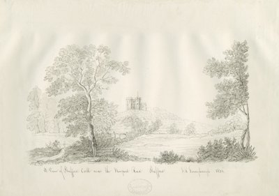 Stafford Castle - Nedaleko Newport Road: kresba perem a inkoustem od John Robert Fernyhough