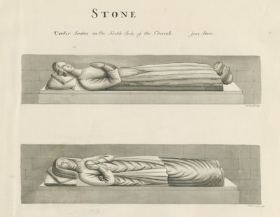 Kamenný kostel - Hrobky: sépiová kresba, nd [19. století] (kresba) od John Robert Fernyhough