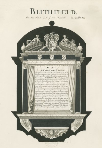 Tablet in Blithfield Church - Sir Hervey Bagot, Bart.: sépiová kresba, nd [~19. století] (kresba) od John Robert Fernyhough