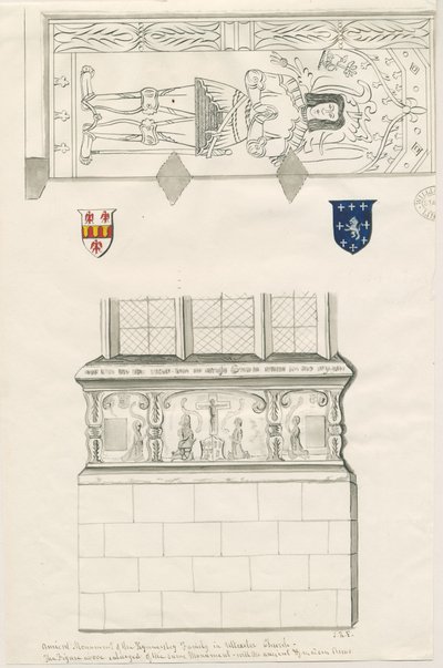 Uttoxeter Church - Monument of Kinnersley Family: perokresba, nd [polovina 19. století] (kresba) od John Robert Fernyhough