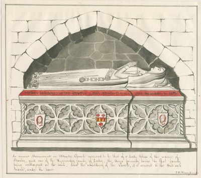 Uttoxeter Church – Hrobka Lady Abbess z Kynnersley Family: perokresba, nd [polovina 19. století] od John Robert Fernyhough