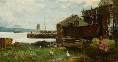 Mending the Nets, Ardrishaig (olej na plátně) od John Robertson Reid