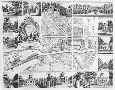 Chiswick House z plánu Chiswick, 1736 od John Rocque