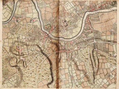 Mapa Barnesu, Battersea, Putney a Wandsworthu od John Rocque