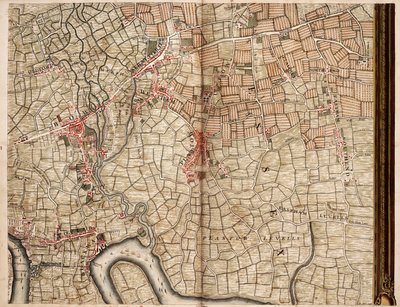 Mapa Bow, Stratford, Blackwall a Plaistow od John Rocque