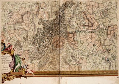 Mapa Streathamu, Croydonu a Sydenhamu od John Rocque