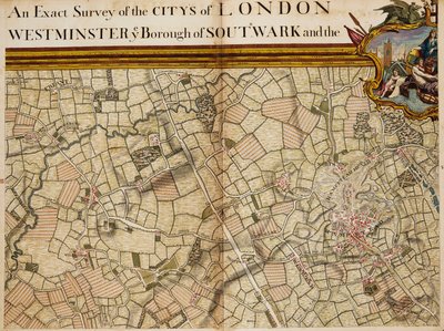 Mapa Willesden a Hampstead od John Rocque